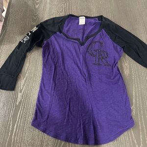 PINK Victoria's Secret Purple and Black Colorado Rockies Top